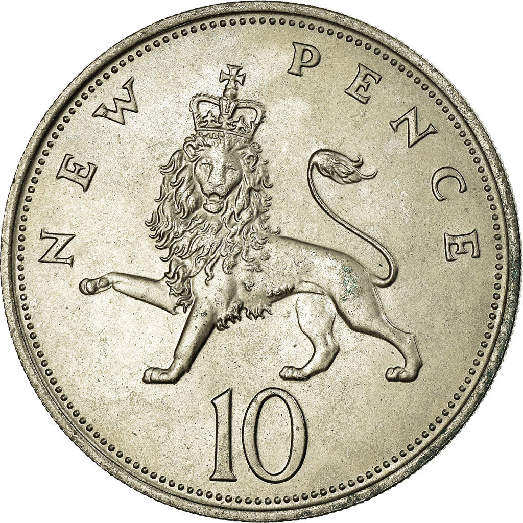 Coin, Great Britain, Elizabeth II, 10 New Pence, 1968, MS(63), Copper-nickel