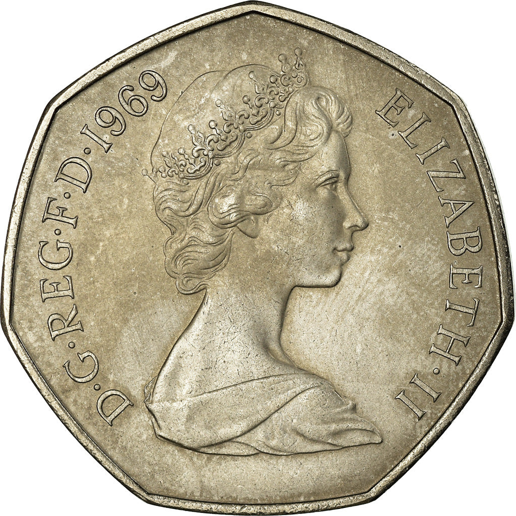 Moneda, Gran Bretaña, Elizabeth II, 50 New Pence, 1969, SC, Cobre - níquel