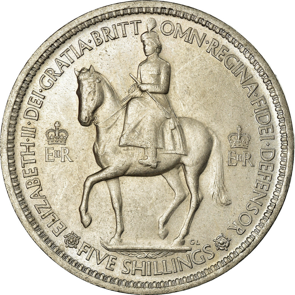 Coin, Great Britain, Elizabeth II, Crown, 1953, MS(63), Copper-nickel, KM:894