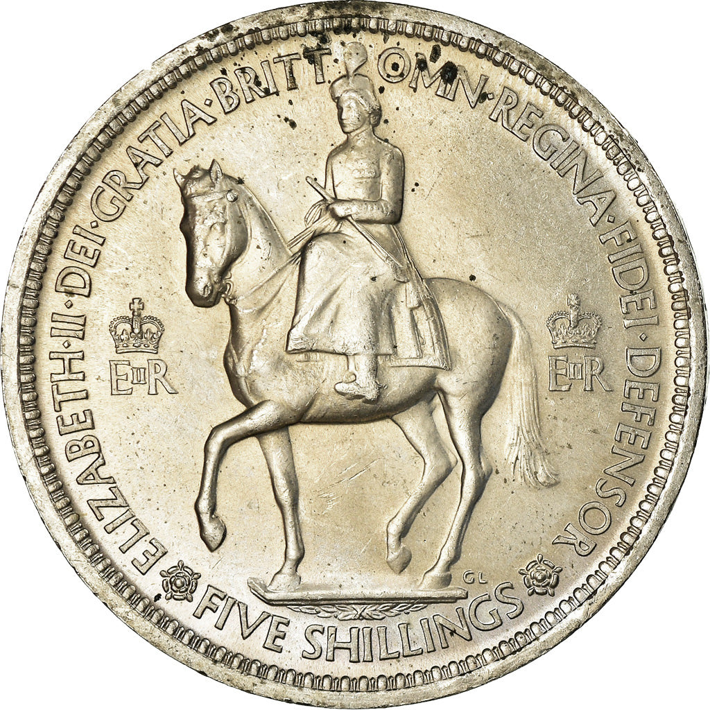 Coin, Great Britain, Elizabeth II, Crown, 1953, MS(63), Copper-nickel, KM:894