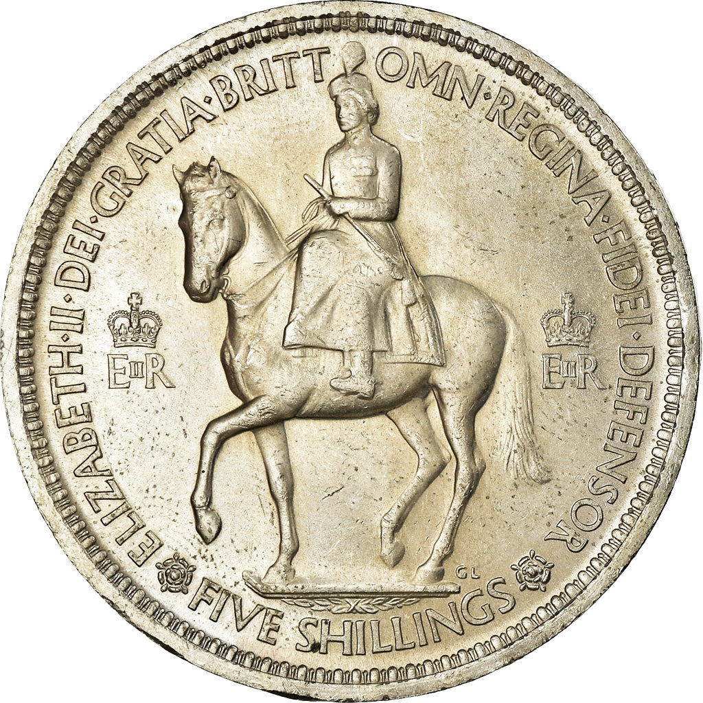 Coin, Great Britain, Elizabeth II, Crown, 1953, MS(63), Copper-nickel, KM:894