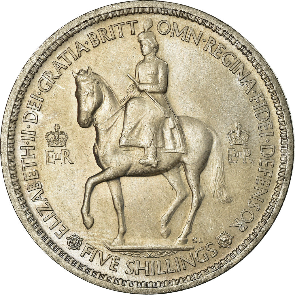 Coin, Great Britain, Elizabeth II, Crown, 1953, MS(63), Copper-nickel, KM:894