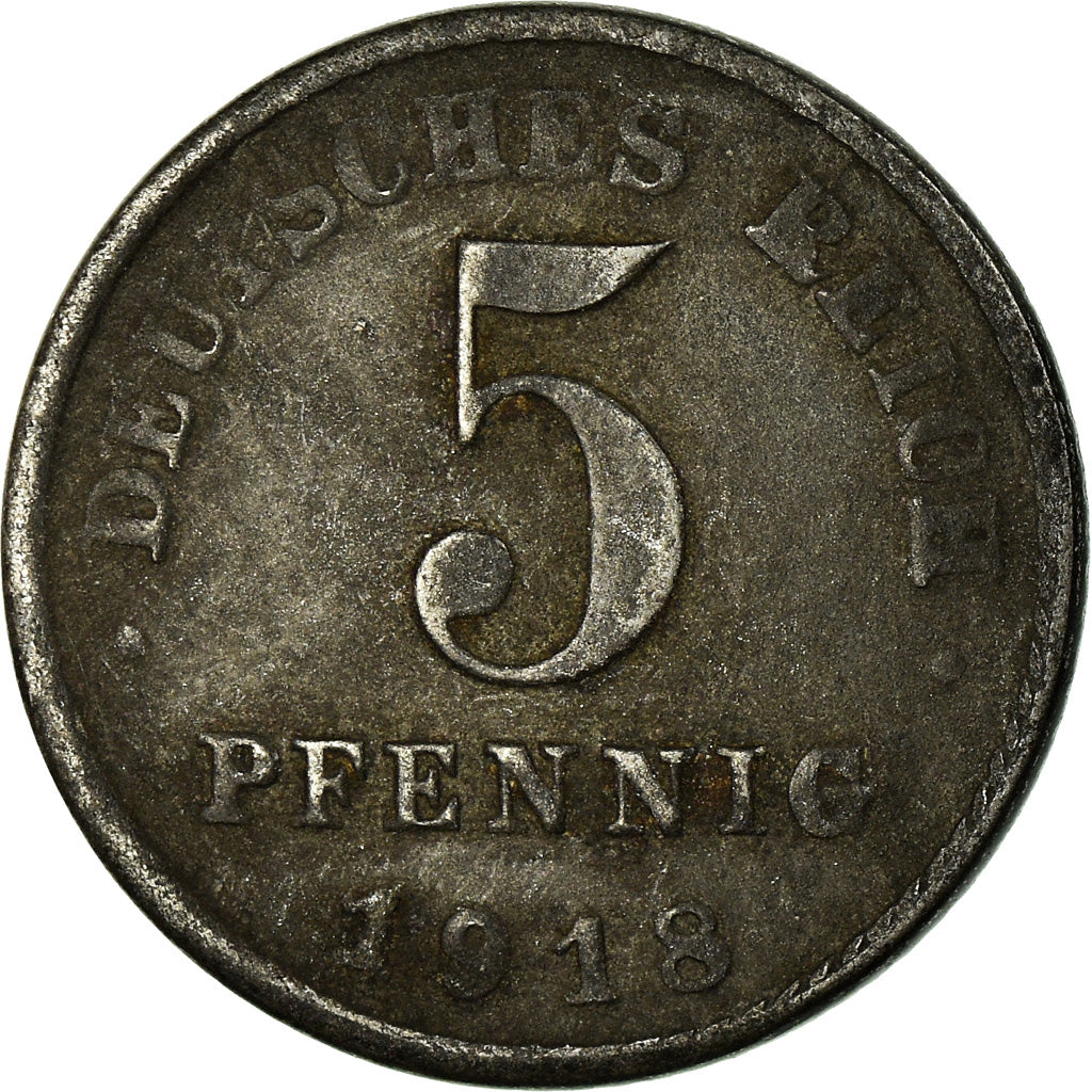 Coin, GERMANY - EMPIRE, 5 Pfennig, 1918, Munich, VF(30-35), Iron, KM:19