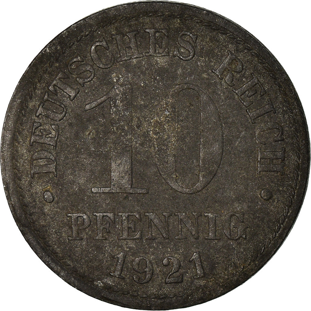 Moneda, ALEMANIA - IMPERIO, 10 Pfennig, 1921, Berlin, BC+, Cinc, KM:26