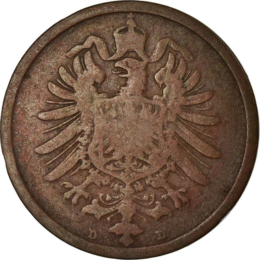 Coin, GERMANY - EMPIRE, Wilhelm I, 2 Pfennig, 1875, Munich, VF(20-25), Copper