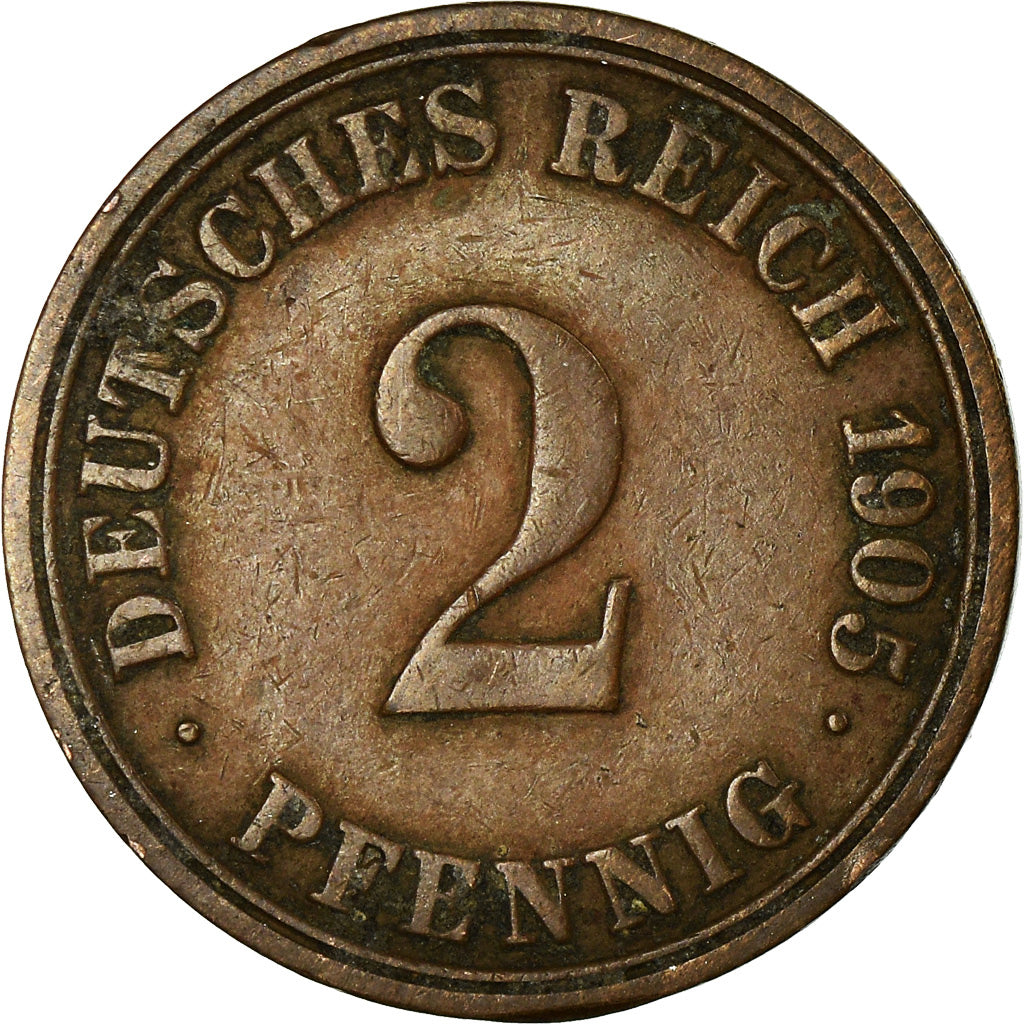 Münze, GERMANY - EMPIRE, Wilhelm II, 2 Pfennig, 1905, Berlin, S, Kupfer, KM:16