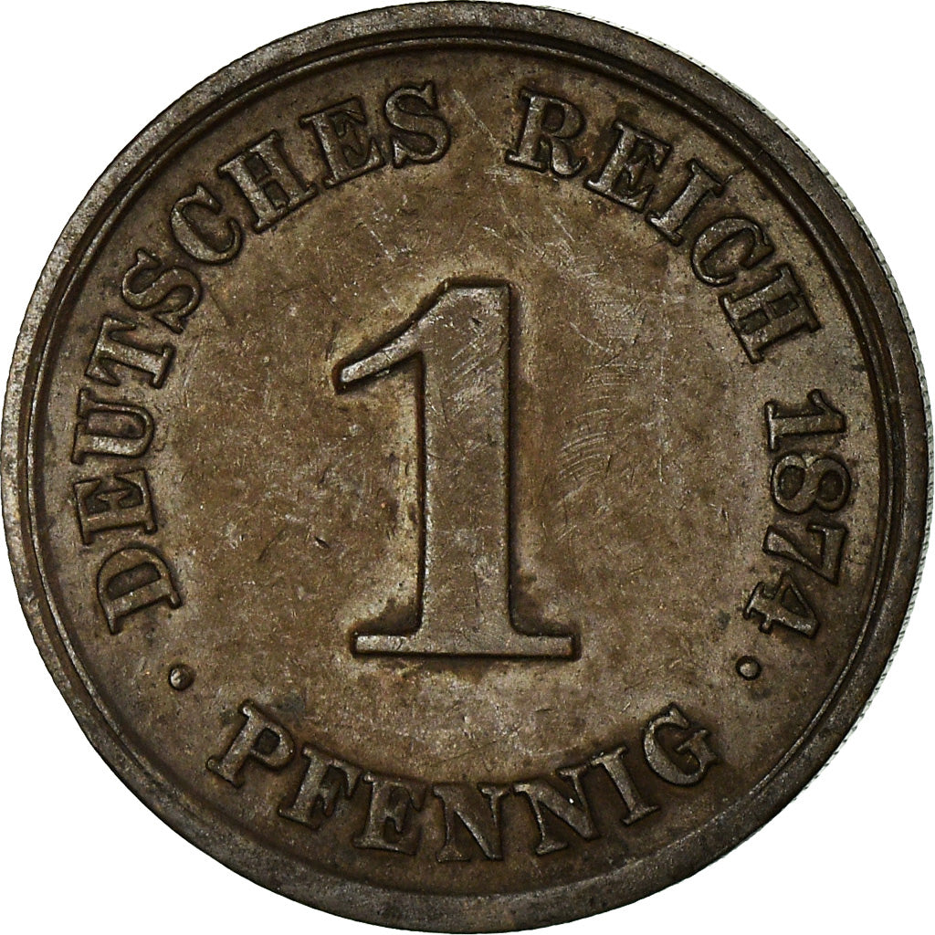 Coin, GERMANY - EMPIRE, Wilhelm I, Pfennig, 1874, Berlin, VF(20-25), Copper