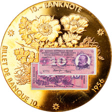 Suíça, Medal, Billet de Banque 10 Francs, 1956, MS(63), Cobre Dourado