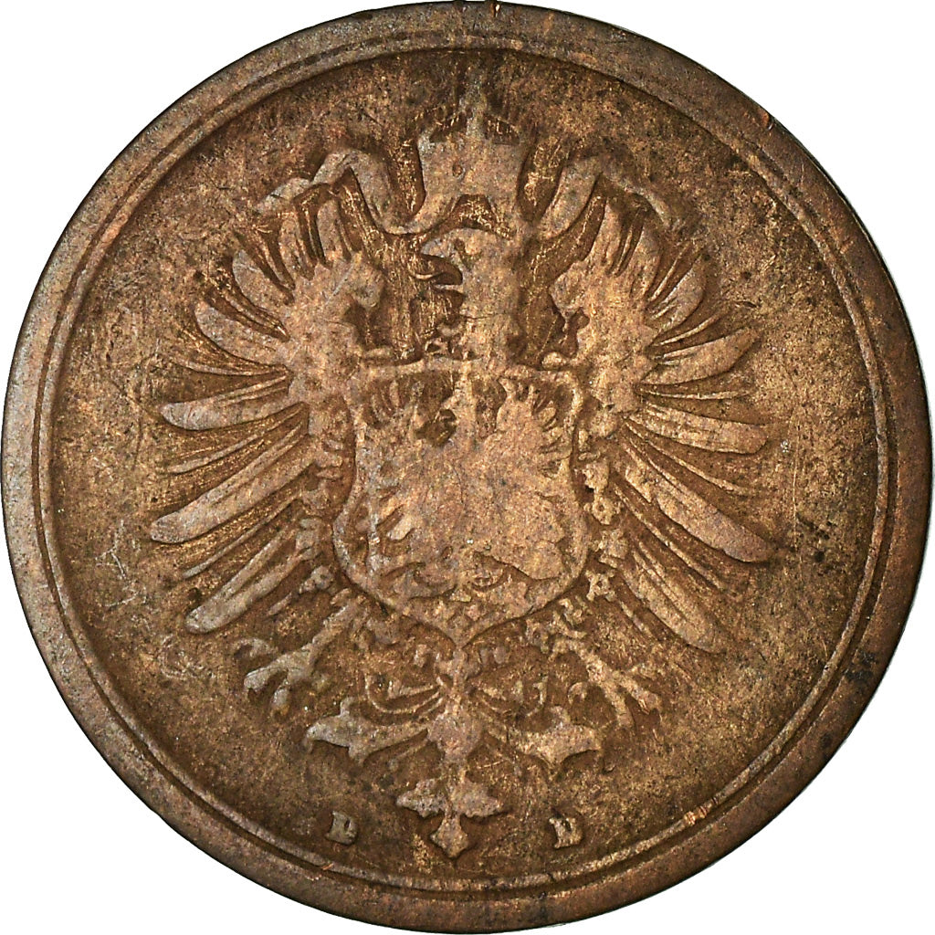 Moneda, ALEMANIA - IMPERIO, Wilhelm I, Pfennig, 1875, Munich, BC+, Cobre, KM:1