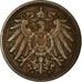 Moneda, ALEMANIA - IMPERIO, Wilhelm II, Pfennig, 1896, Stuttgart, BC+, Cobre