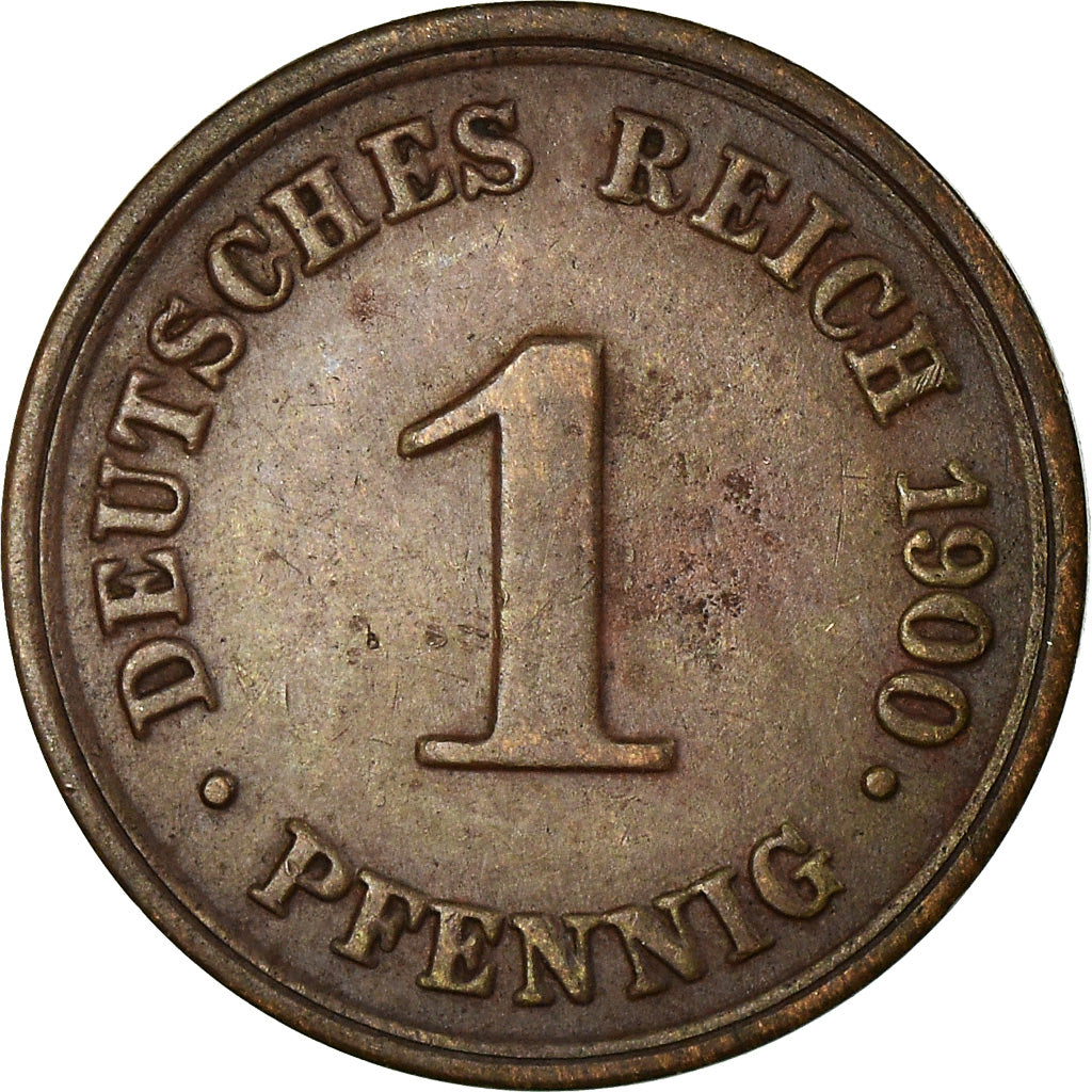 Moeda, ALEMANHA - IMPÉRIO, Wilhelm II, Pfennig, 1900, Munich, VF(30-35), Cobre