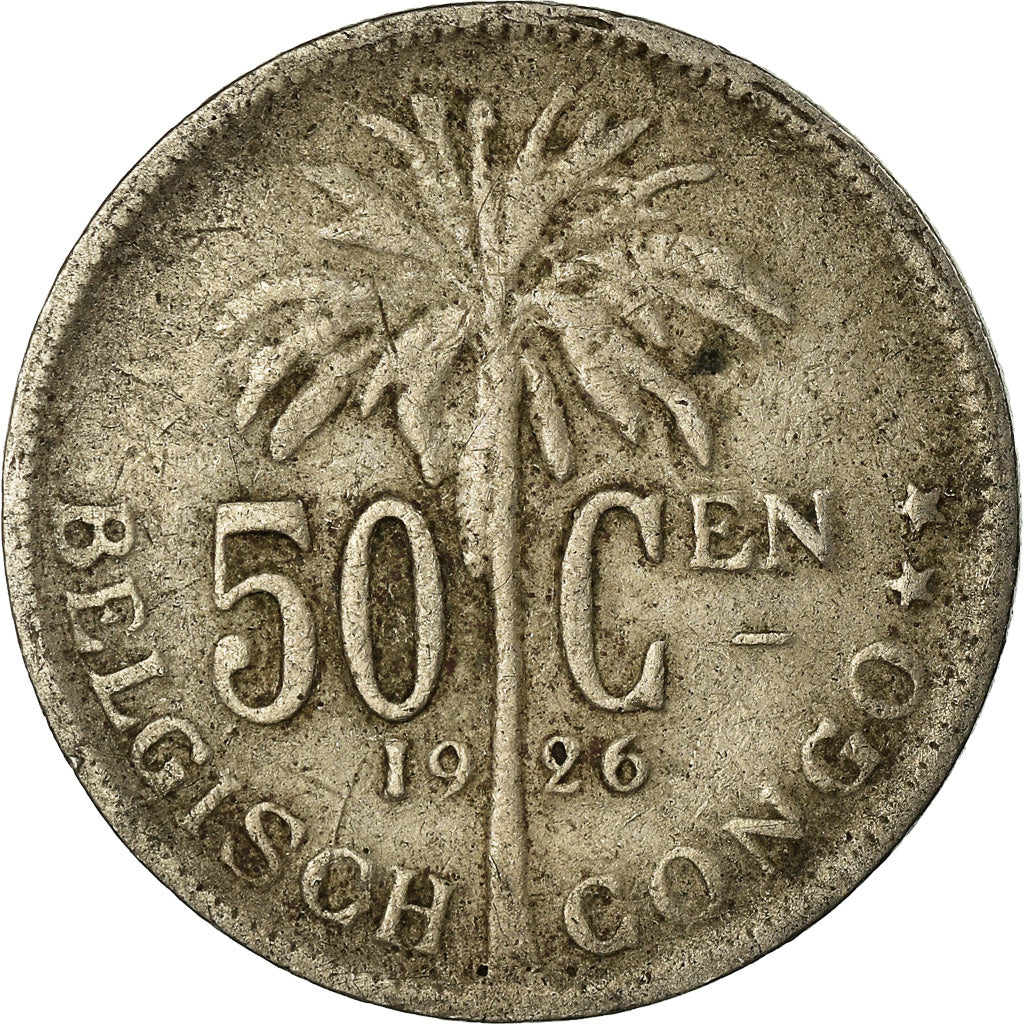 Coin, Belgian Congo, 50 Centimes, 1926, VF(30-35), Copper-nickel, KM:23