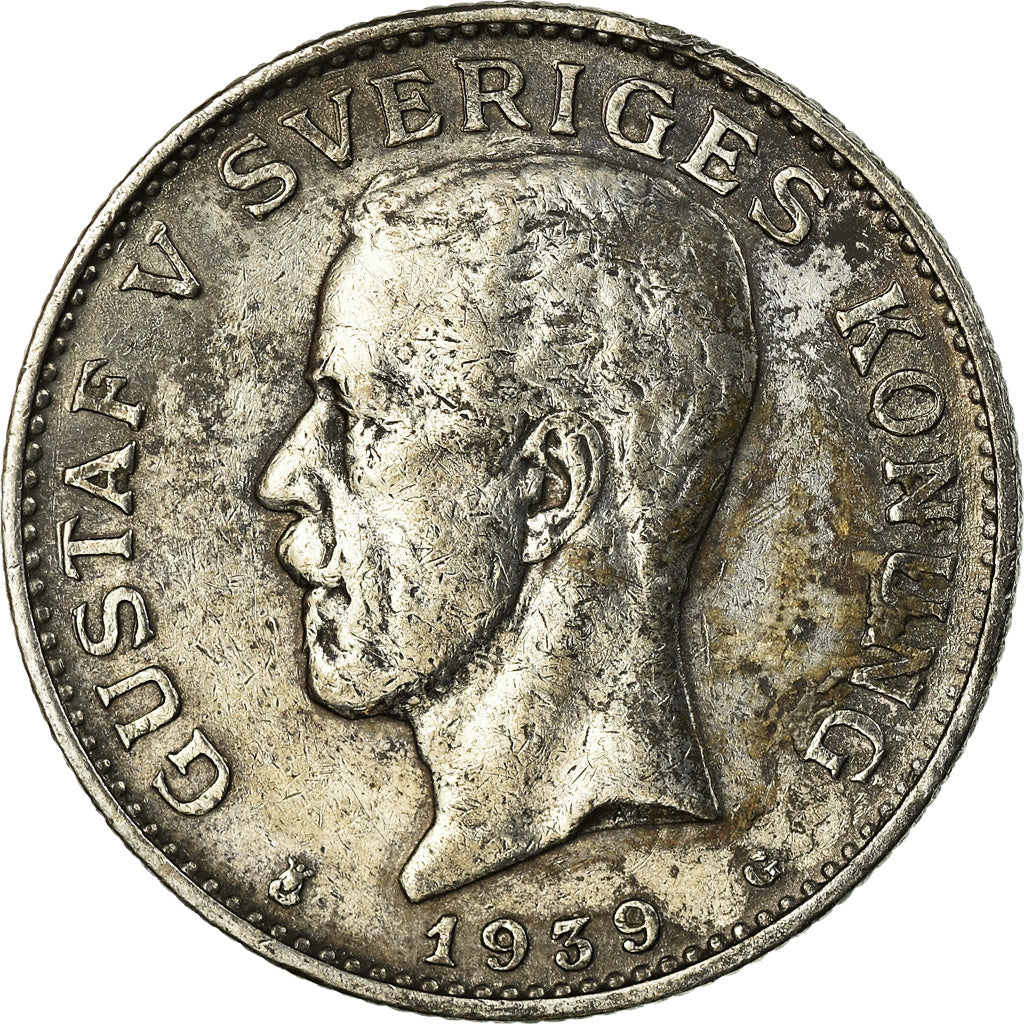 Coin, Sweden, Gustaf V, Krona, 1939, EF(40-45), Silver, KM:786.2
