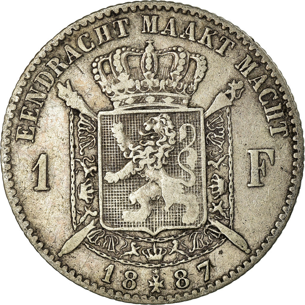Coin, Belgium, Leopold II, Franc, 1887, VF(30-35), Silver, KM:29.1