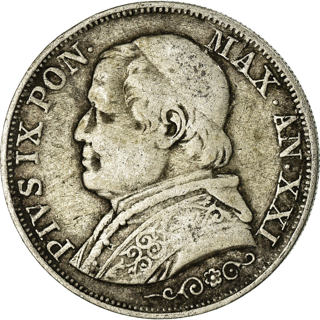 Coin, ITALIAN STATES, PAPAL STATES, Pius IX, Lira, 1866, Rome, VF(20-25)