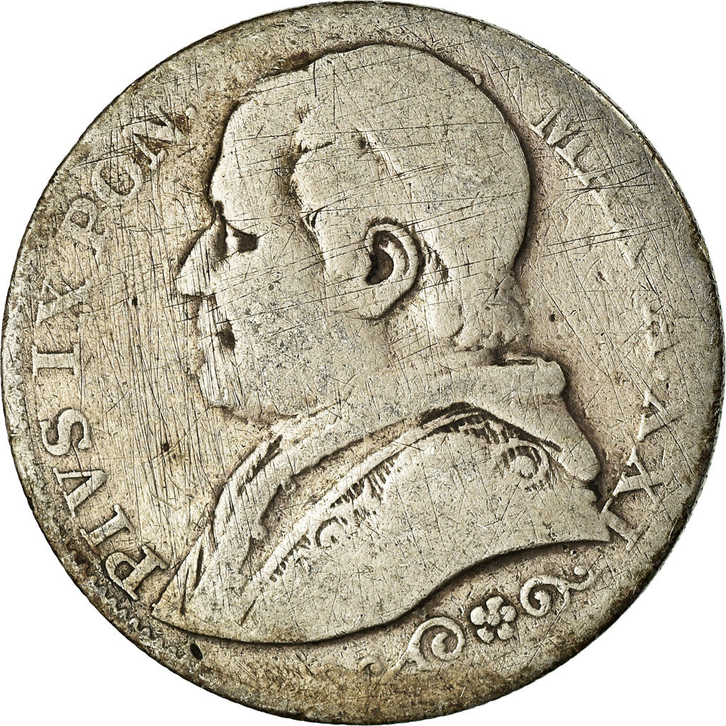 Münze, Italien Staaten, PAPAL STATES, Pius IX, 2 Lire, 1866, Rome, SGE+