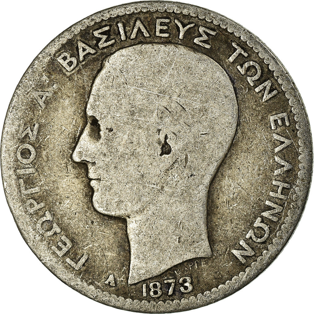 Coin, Greece, George I, Drachma, 1873, Paris, F(12-15), Silver, KM:38