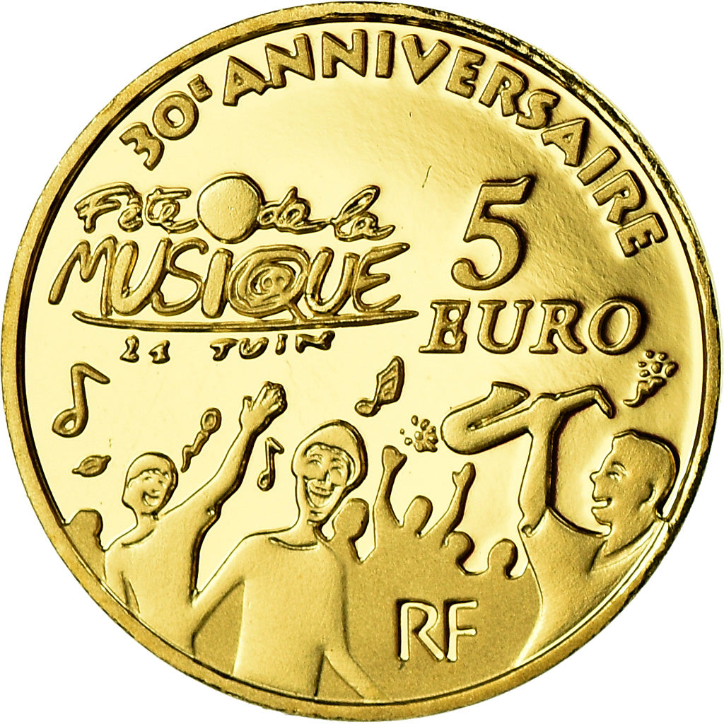 France, 5 Euro, Fête Musique, 2011, MS(65-70), Gold