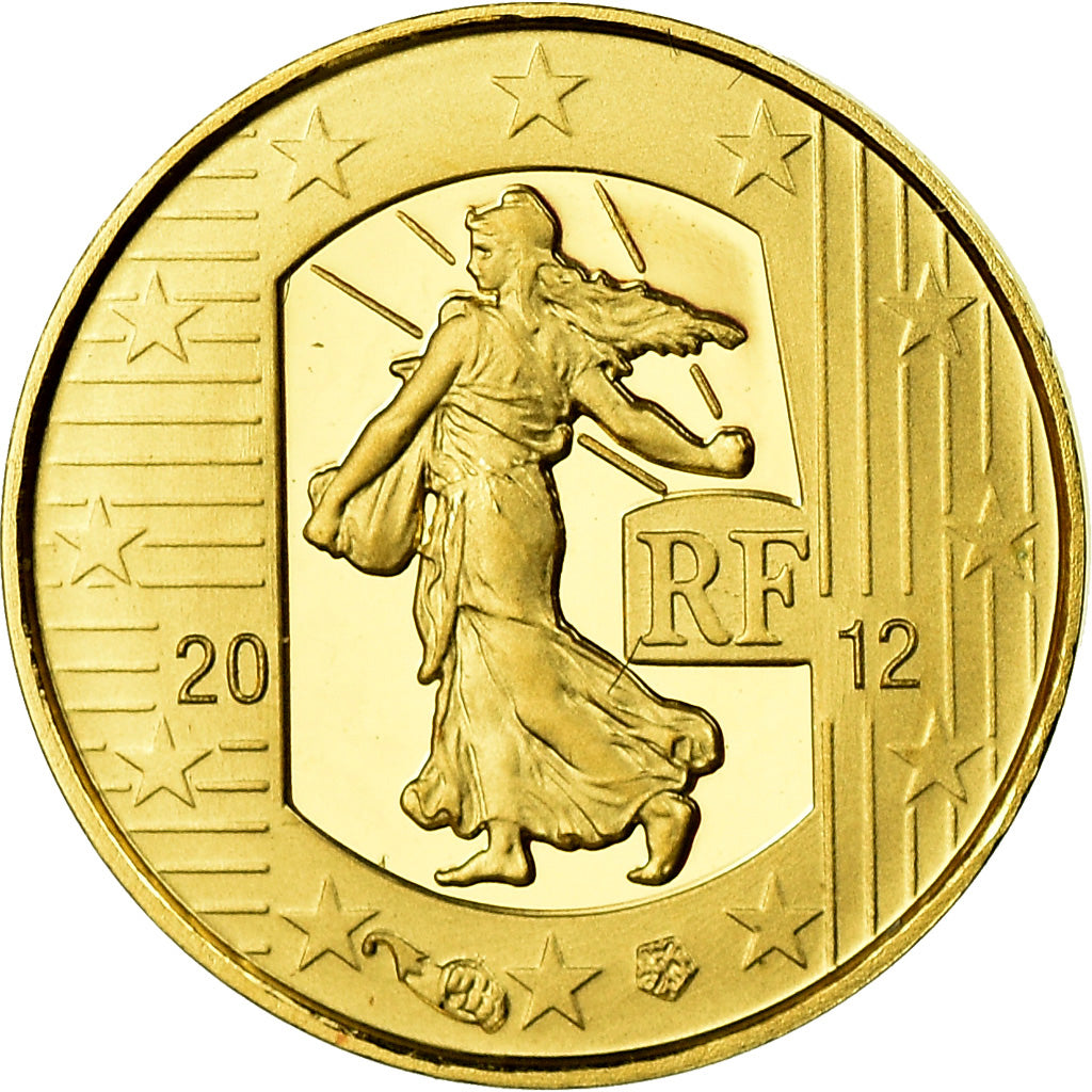 France, 5 Euro, 10 ans de l'Euro, 2012, MS(65-70), Gold