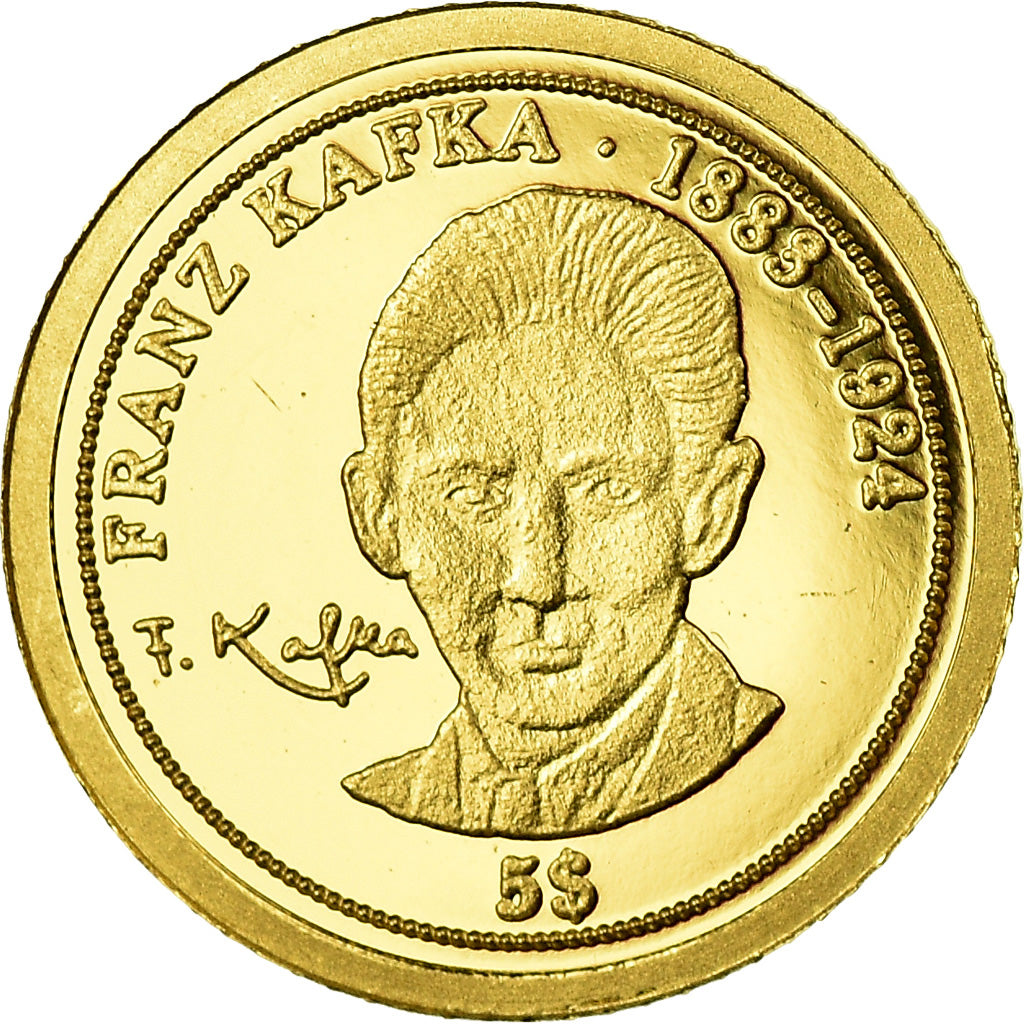 Coin, Nauru, Franz Kafka, 5 Dollars, 2008, MS(65-70), Gold