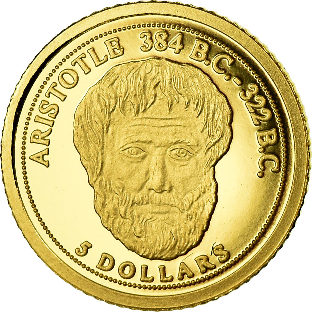Moneta, Isole Cook, Aristotle, 5 Dollars, 2008, FDC, Oro