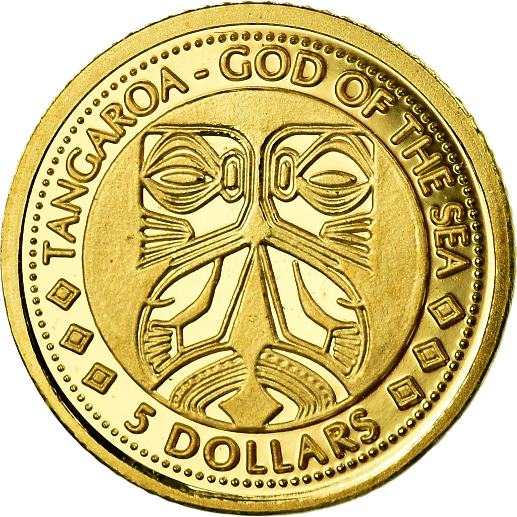 Coin, Cook Islands, Tangaroa, 5 Dollars, 2011, MS(65-70), Gold