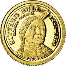 Coin, Palau, Sitinf Bull, Dollar, 2008, MS(65-70), Gold
