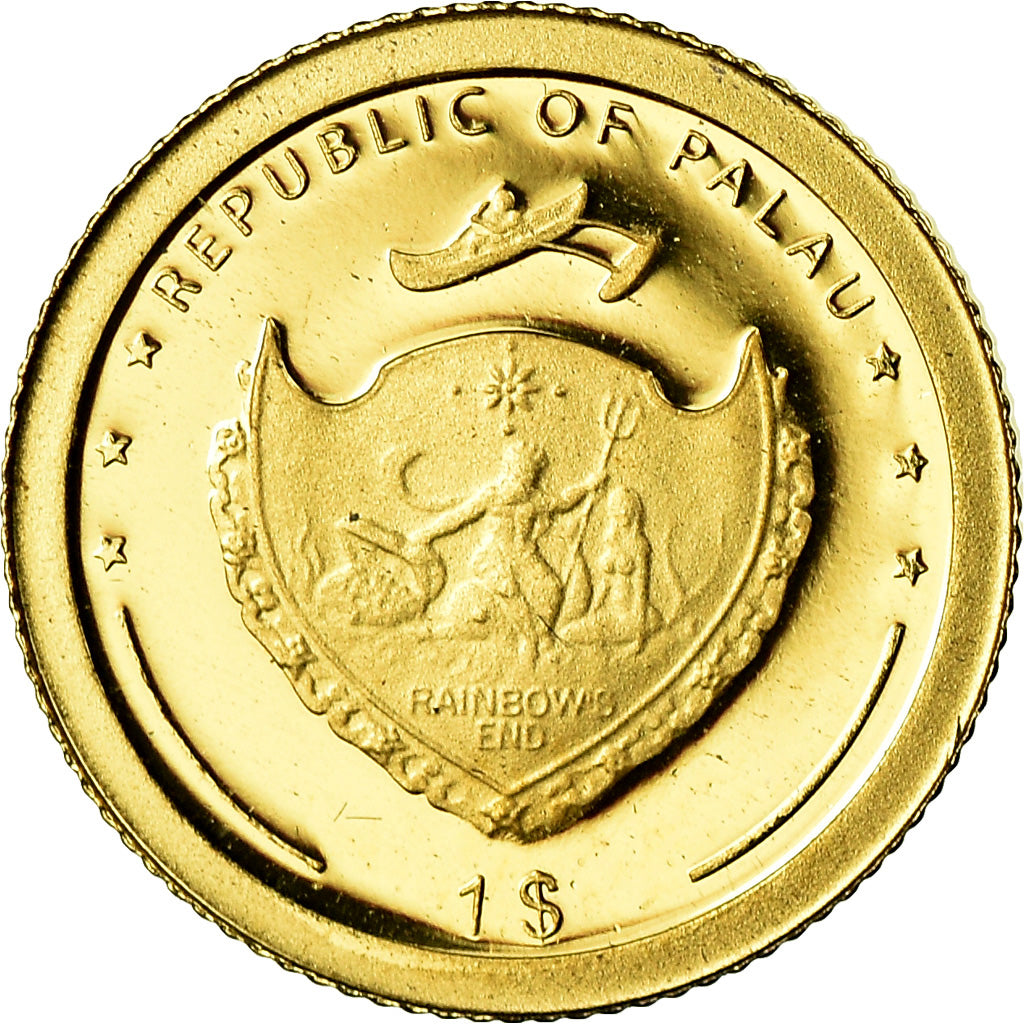 Coin, Palau, Sitinf Bull, Dollar, 2008, MS(65-70), Gold