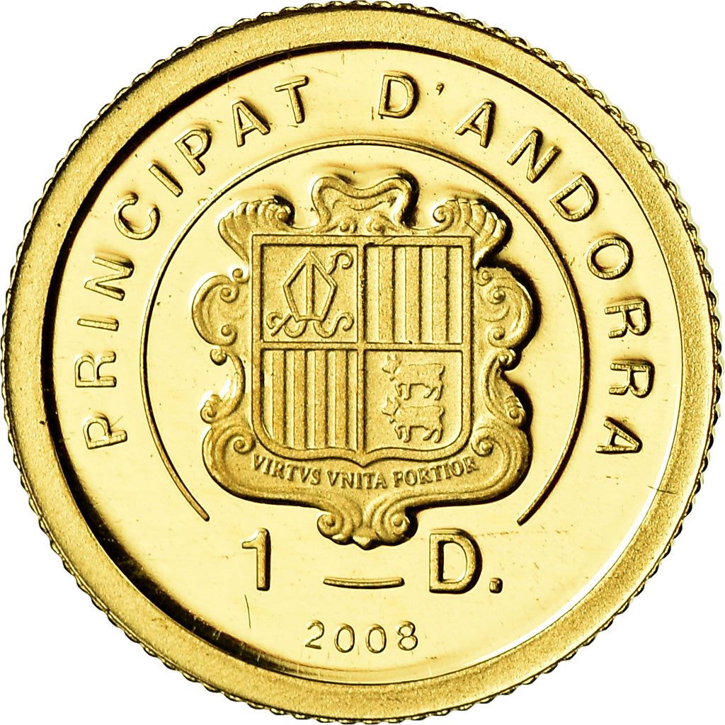 Coin, Andorra, Basilica de Sant Pere, Diner, 2008, MS(65-70), Gold