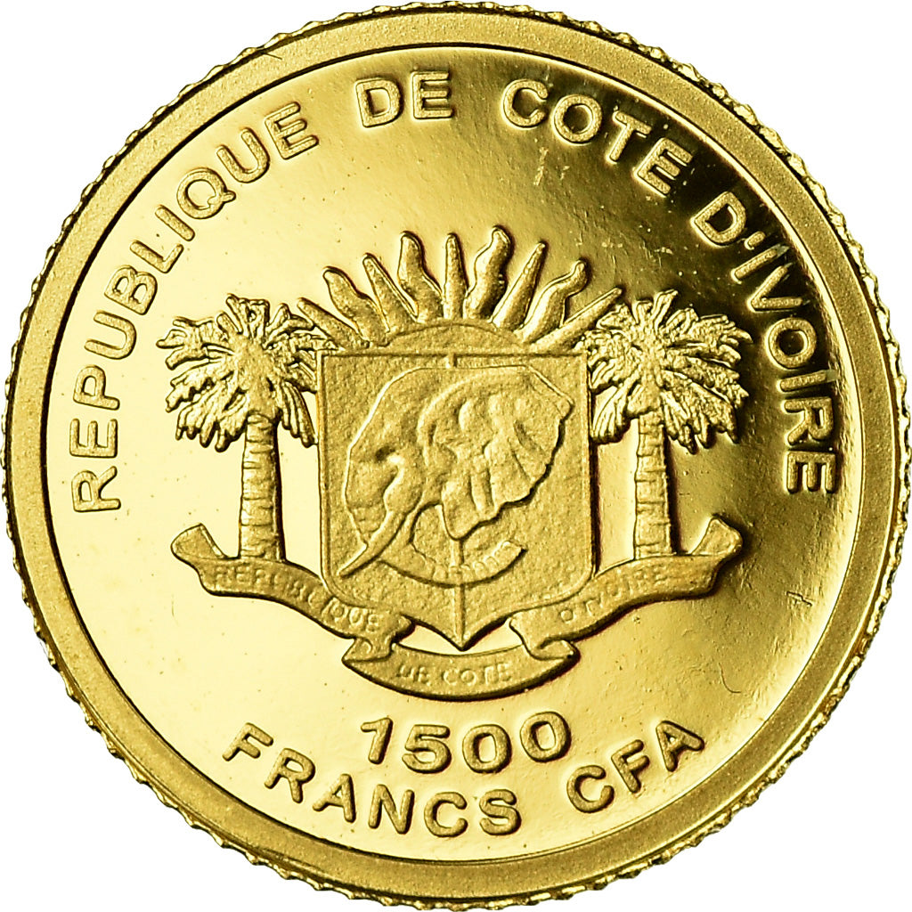 Coin, Ivory Coast, Justice, 1500 Francs CFA, MS(65-70), Gold