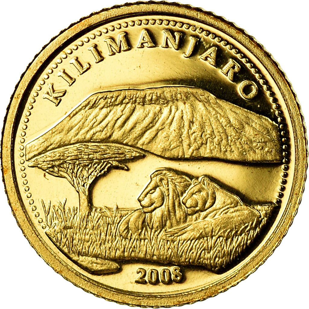 Coin, CONGO, DEMOCRATIC REPUBLIC, Kilimanjaro, 10 Francs, 2008, MS(65-70), Gold