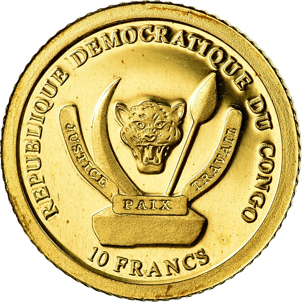 Coin, CONGO, DEMOCRATIC REPUBLIC, Kilimanjaro, 10 Francs, 2008, MS(65-70), Gold