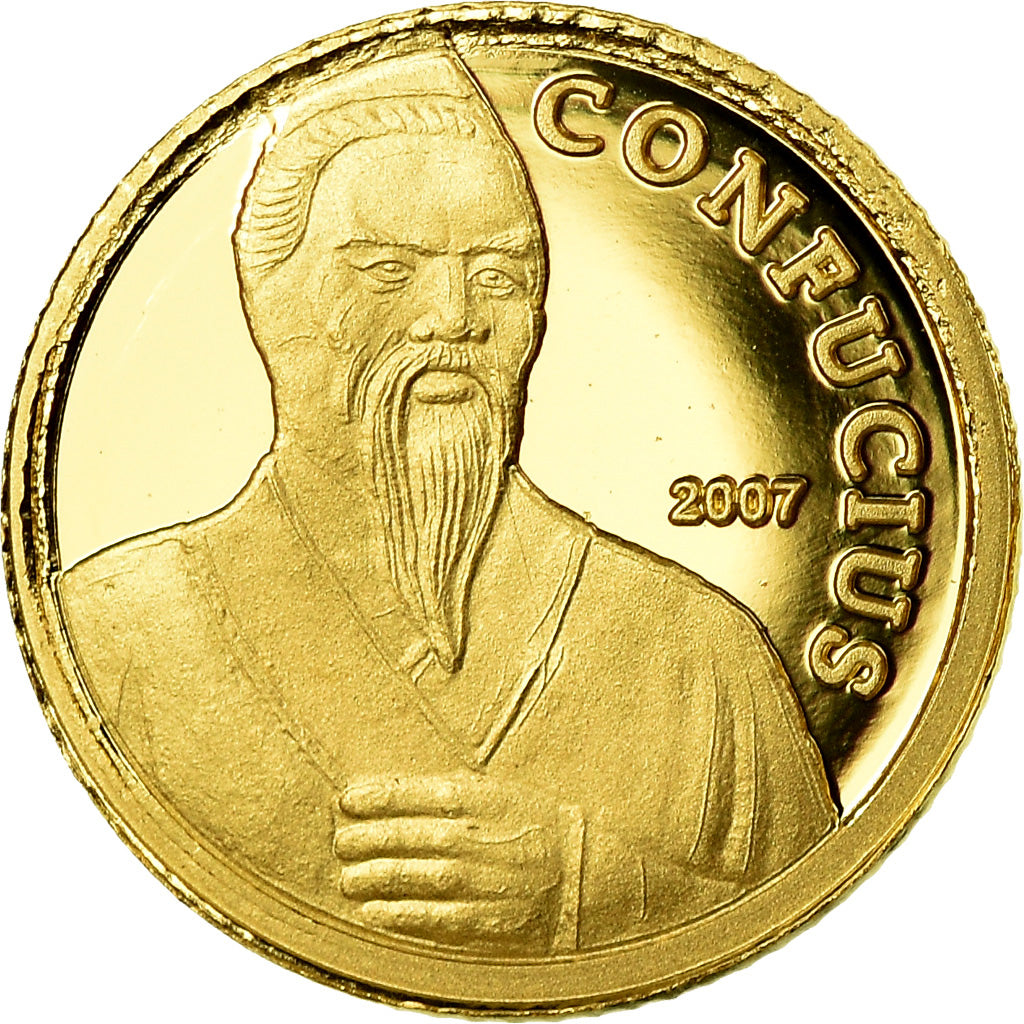Coin, Cambodia, Confucius, 5000 Riels, 2007, MS(65-70), Gold