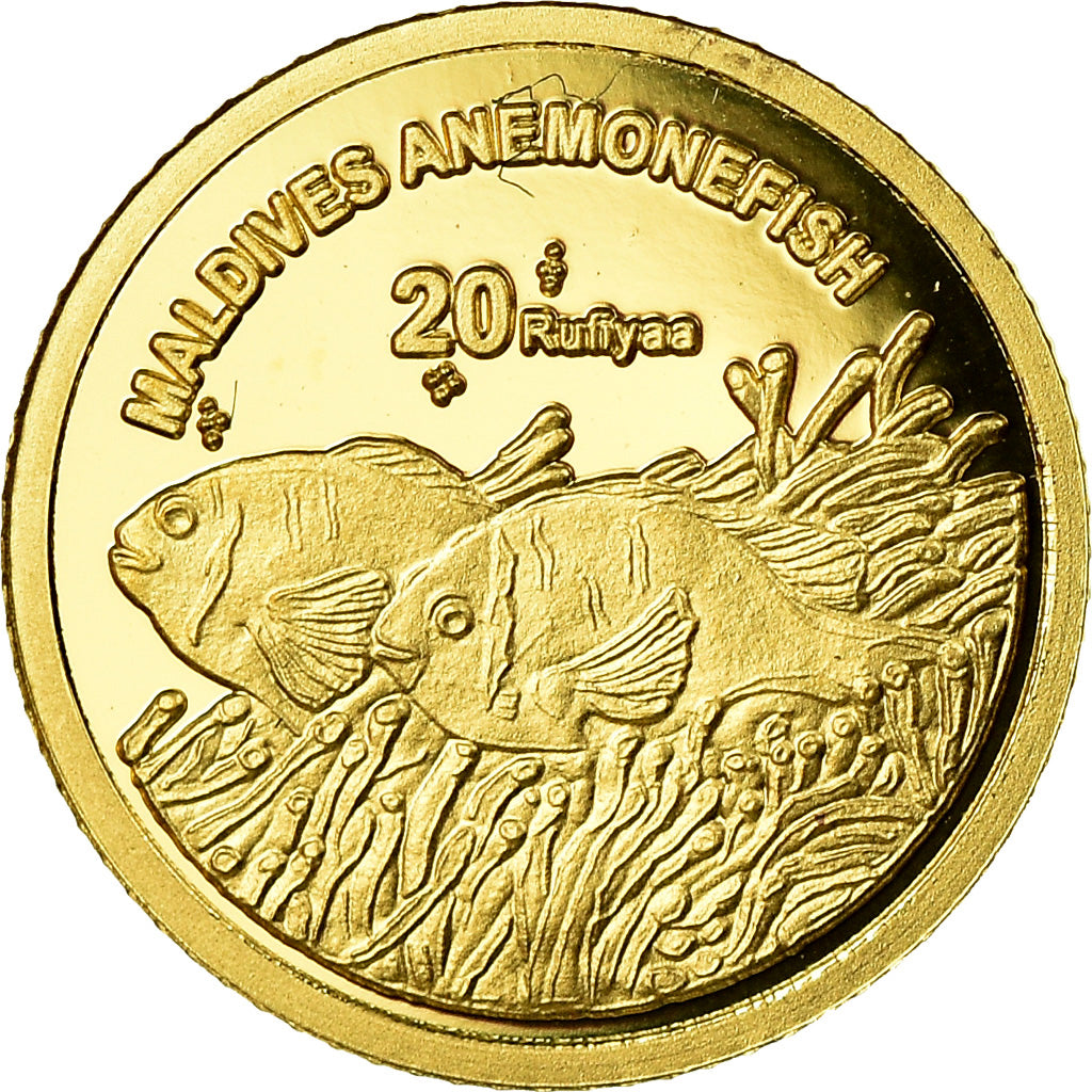 Coin, MALDIVE ISLANDS, Poisson-clown, 20 Rufiyaa, 2011, MS(65-70), Gold
