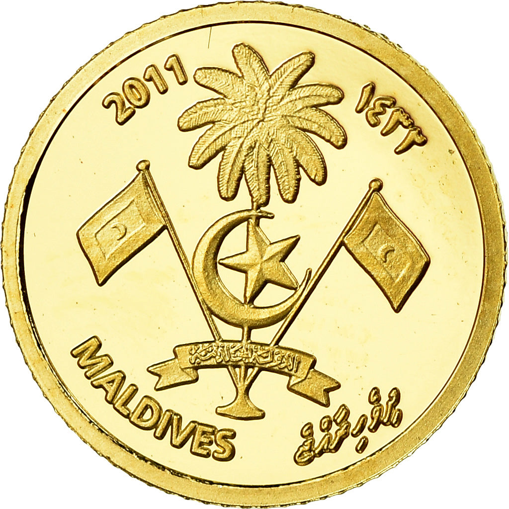 Coin, MALDIVE ISLANDS, Poisson-clown, 20 Rufiyaa, 2011, MS(65-70), Gold