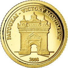 Coin, Laos, Patouxai, 500 Kip, 2008, MS(65-70), Gold