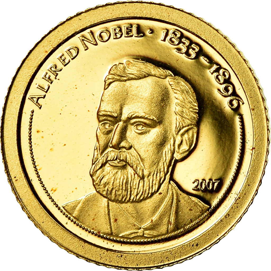 Coin, Mongolia, Alfred Nobel, 500 Tugrik, 2007, MS(65-70), Gold