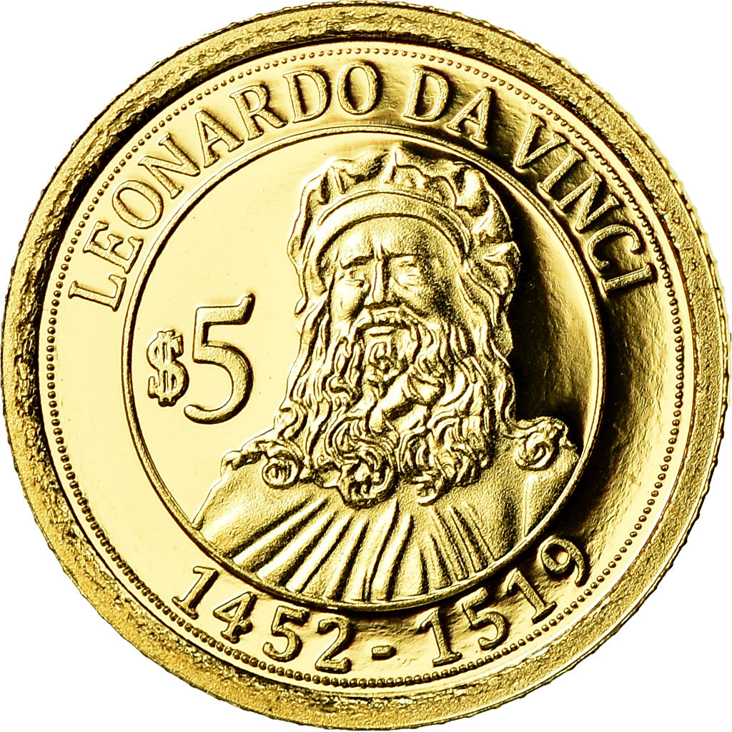 Coin, Nauru, Leonard De Vinci, 5 Dollars, 2010, MS(65-70), Gold