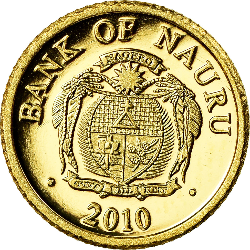 Moneda, Nauru, Christophe Colomb, 5 Dollars, 2010, FDC, Oro
