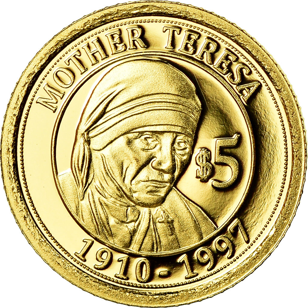 Coin, Nauru, Mother Teresa, 5 Dollars, 2010, MS(65-70), Gold