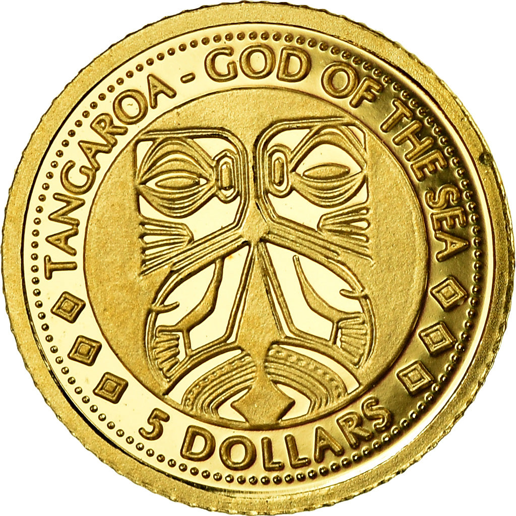 Coin, Cook Islands, Tangaroa, 5 Dollars, 2011, MS(65-70), Gold