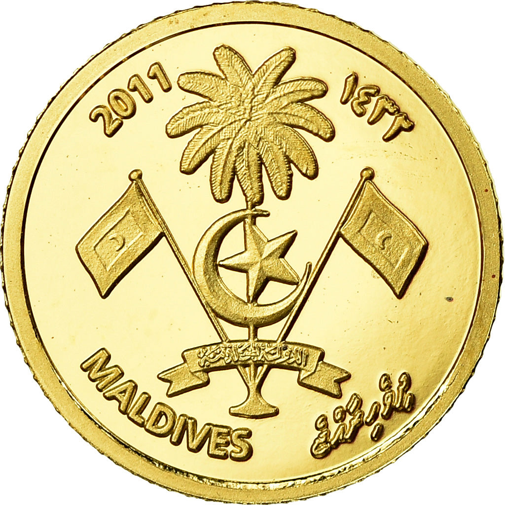 Moneda, ISLAS MALDIVAS, Poisson-clown, 20 Rufiyaa, 2011, FDC, Oro