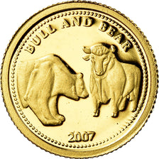 Coin, Palau, Bull - Bear, Dollar, 2007, MS(65-70), Gold