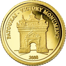 Coin, Laos, Patouxai, 500 Kip, 2008, MS(65-70), Gold