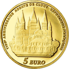 França, 5 Euro, Abbaye de Cluny, Europa, 2010, MS(65-70), Dourado