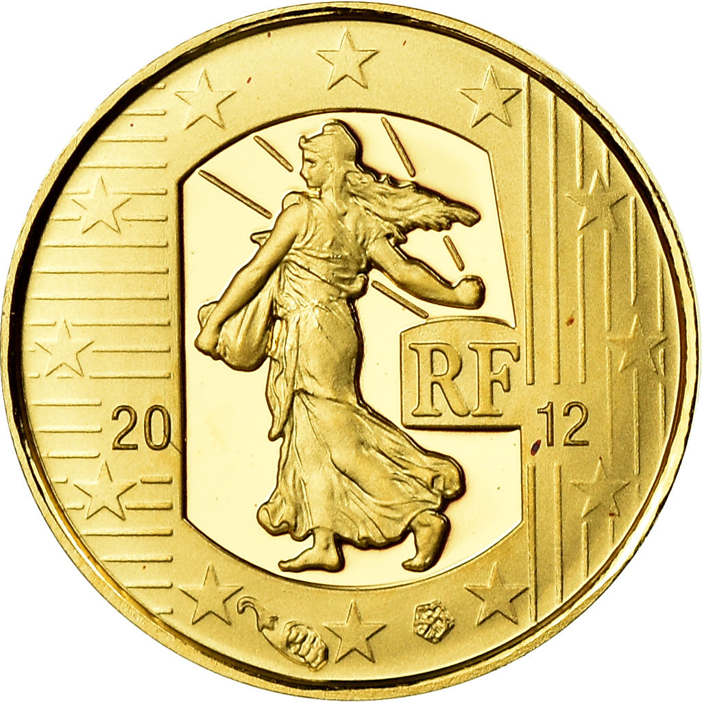 France, 5 Euro, 10 ans de l'Euro, 2012, MS(65-70), Gold
