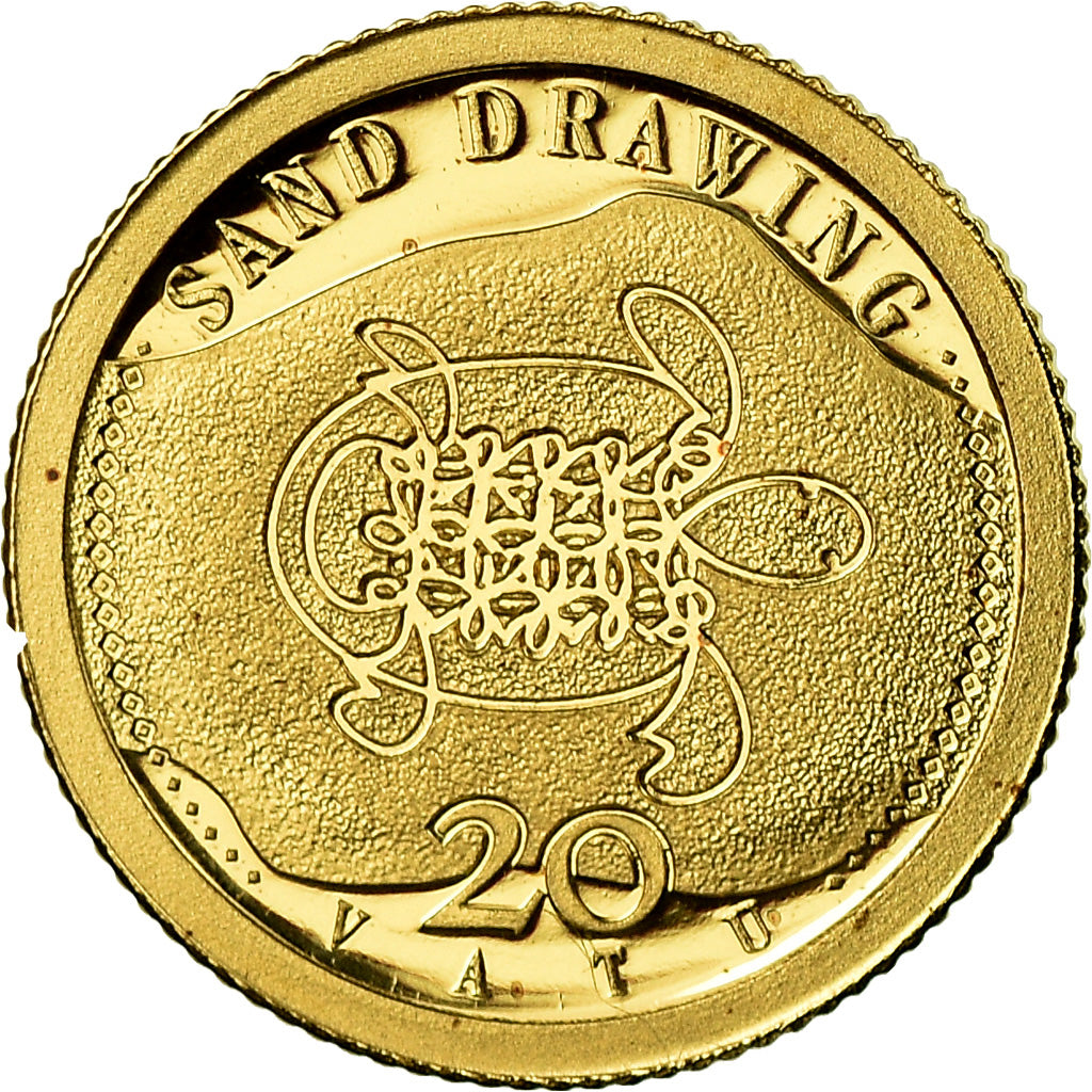 Coin, Vanuatu, Sand drawing, 20 Vatu, 2011, MS(65-70), Gold
