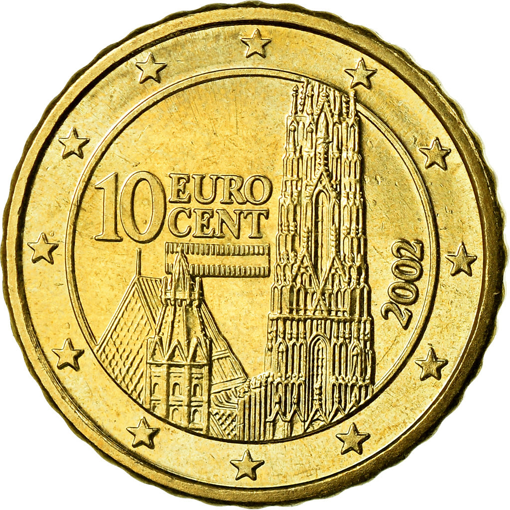Austria, 10 Euro Cent, 2002, SPL-, Ottone, KM:3085