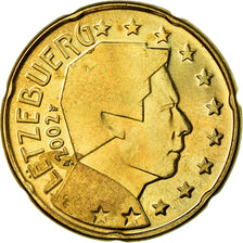 Luxemburgo, 20 Euro Cent, 2002, AU(55-58), Latão, KM:79