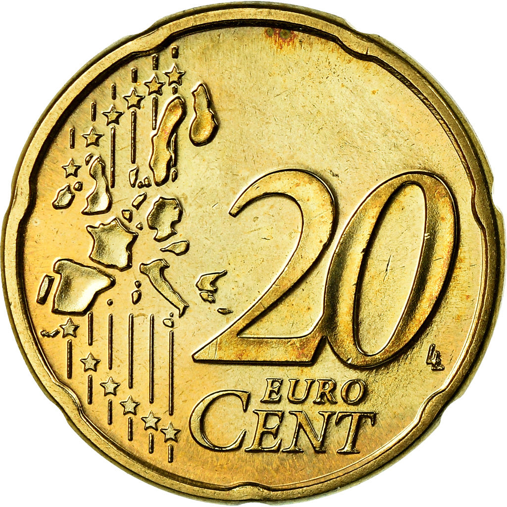 Luxembourg, 20 Euro Cent, 2002, AU(55-58), Brass, KM:79